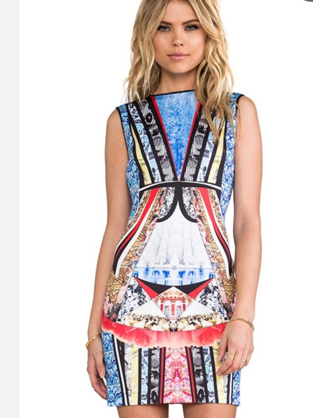 Clover Canyon Women’s S Graphic Print Bodycon Sleeveless Mini Dress Wearable Art